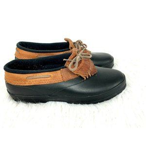 Lands End Duck Ankle Boots Tassel Loafers Shoes size 10 Womens Black Brown Fit 9
